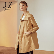 JUZUI/玖姿旗舰店2018秋季新款休闲抽绳翻领宽松长袖中长外套图片