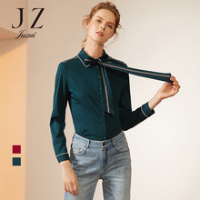JUZUI/玖姿旗舰店2018秋装新款时尚韩版系带睡衣风衬衫女上衣图片
