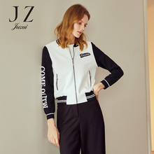 JUZUI/玖姿旗舰店2018秋装新款贴布针织棒球服短外套针织衫女图片