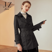 JUZUI/玖姿旗舰店2018秋装新款通勤时尚黑色风衣外套女腰带款图片