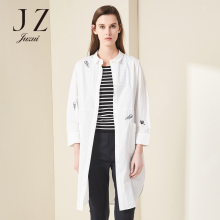 JUZUI/玖姿2018春装新款通勤绣花时尚中袖宽松时尚衬衫连衣裙女图片