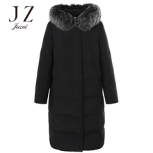 JUZUI/玖姿旗舰店2018冬装新款狐狸大毛领连帽中长羽绒服外套图片