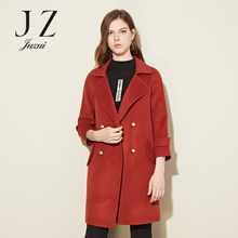 JUZUI/玖姿旗舰店翻领外套2017冬装新款口袋两粒扣双面尼图片
