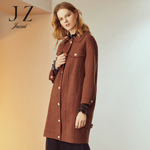 JUZUI/玖姿旗舰店2018冬装新款呢子中长款娃娃领双面呢大衣女图片