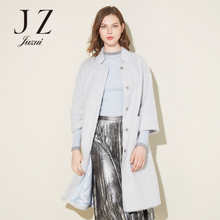 JUZUI/玖姿旗舰店2017新款中长款浅蓝色长袖优雅毛呢大衣女冬图片