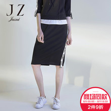 JUZUI/玖姿旗舰店2018春装新款花色雪纺休闲百褶长裙图片