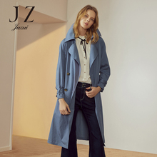 JUZUI/玖姿旗舰店2018秋装大翻领中长款双排扣风衣女腰带款图片