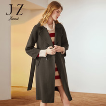 JUZUI/玖姿旗舰店2018冬装双面呢大衣女双排扣腰带款毛呢外套图片