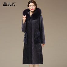 2018新款羊剪绒大衣冬季女装中年妈妈颗粒羊毛狐狸毛海宁皮草外套图片