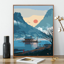 数字油画diy手工动漫填色油彩画客厅风景挂画卡通人物减压装饰画