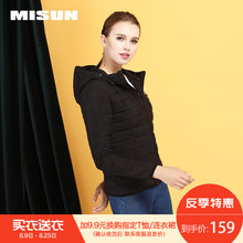 米尚韩版轻薄羽绒服女短款反季无缝休闲连帽修身显瘦外套时尚女装图片