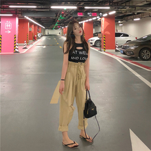 女夏 高腰系带花苞休闲裤 港味复古chic印花破洞背心T 朵拉潮人馆