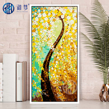 饰画油彩画财源广进 御梦diy数字油画风景花卉欧式竖版玄关客厅装