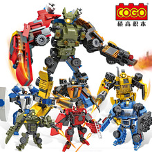 cogo积高拼插拼装益智积木玩具 男孩机甲神兽6合体3变机甲包邮