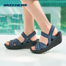 Skechers斯凯奇女鞋新款简约坡跟时尚凉鞋 低帮防滑休闲鞋 38658