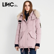 LINC金羽杰2018冬季新款街头风棉感实用插兜连帽羽绒服女8424305图片