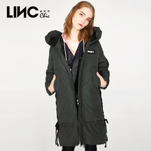 LINC金羽杰冬季新品休闲落肩长款羽绒服女过膝盖加厚外套7470103图片
