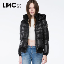 【预售】LINC/金羽杰冬装新款时尚连帽花色羽绒服女短款韩版潮图片