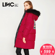 LINC/金羽杰冬季新款街头字母印花大毛领中长羽绒服女宽松7450921图片