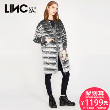 LIN金羽杰冬季新款棒球领金丝绒街头复古中长款羽绒服女潮7470909图片