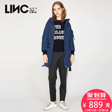LINC金羽杰冬季新品时尚街头风拼接棒球羽绒服女中长款潮7470885图片
