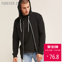 男士罗纹长袖拉链连帽卫衣 Forever21