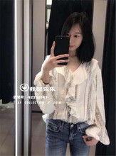 2878156 女上衣2878 做旧叠层装 156 饰蕾丝罩衫 18春夏勾花镂空衬衫