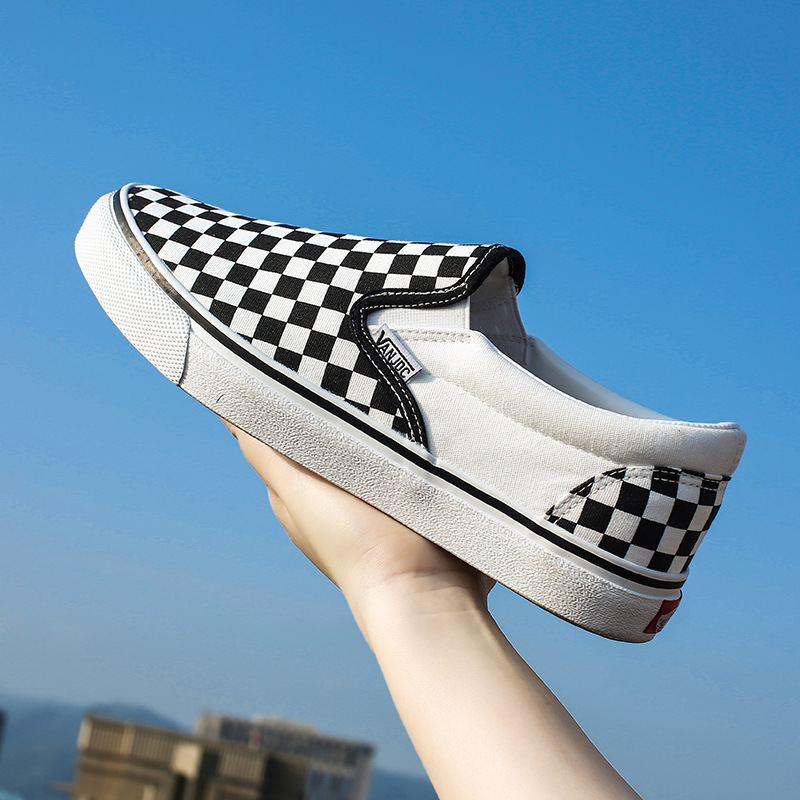 Vance Qiu Ruite Classic Black and White Checkerboard Checker Men's and Women's Shoes Yellow and White Low Top Lazy Canvas Shoes Summer Step on