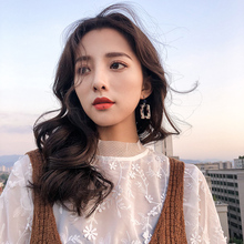 耳环女韩国气质个性 方形豹纹几何夸张耳钉亚克力复古耳饰 2018新款