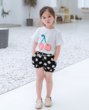 黑波点短裤 150A 110 0416女童夏季樱桃T恤 套装 柚子爱kaka