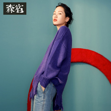森宿Y套头针织毛衣女早秋冬装2018新款ins网红宽松慵懒风圆领上衣图片
