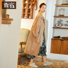 森宿Y收腰工装风衣女秋冬装2018新款chic气质中长款过膝外套大衣图片