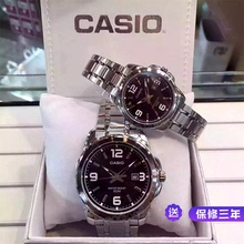 简约休闲石英表男 卡西欧手表女 经典 Casio钢带情侣表一对 正品