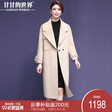 甘甘的世界2018秋冬新款毛呢外套纯色修身显瘦中长款双面呢大衣女图片