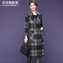 【90%羊毛】甘甘的世界双面呢子大衣女秋冬新品2018时髦格个大衣图片