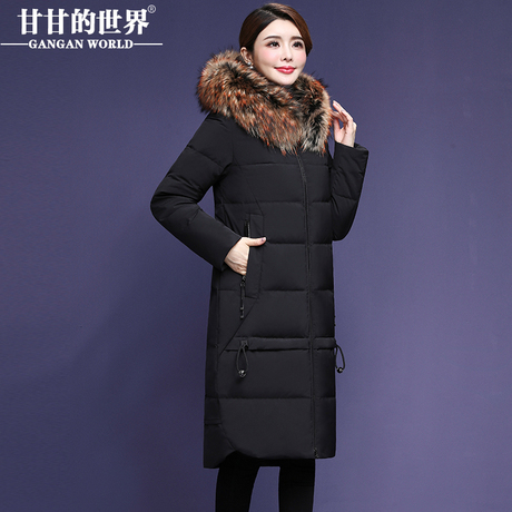 【90%白鸭绒】过膝长款貉子毛领羽绒服甘甘的世界2018冬季新款女商品大图
