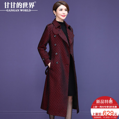 【加厚立体绒面】甘甘的世界2018秋冬新款中长款风衣外套中年女商品大图