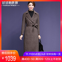【全羊毛】甘甘的世界2018秋冬装新款格子大码双面呢大衣女中长款图片