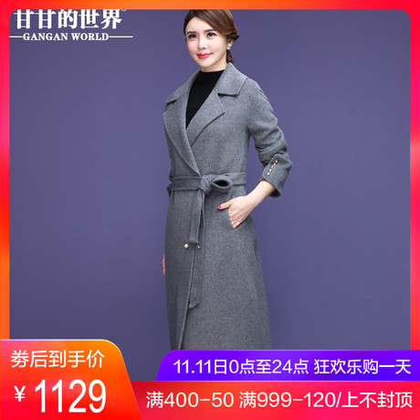【 10%羊驼毛 90%羊毛】甘甘的世界2018秋冬新款双面呢大衣女长款商品大图
