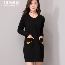 Q羊毛针织连衣裙女宽松中长款2018春装新款甘甘的世界打底衫毛衣图片