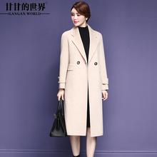 甘甘的世界手工双面呢大衣女中长款混色毛呢外套韩版双面呢子大衣图片