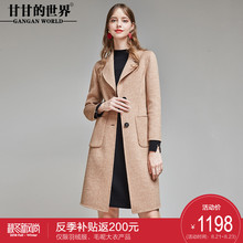甘甘的世界2018秋冬装新款双面呢大衣女中长款格子大码中年外套图片