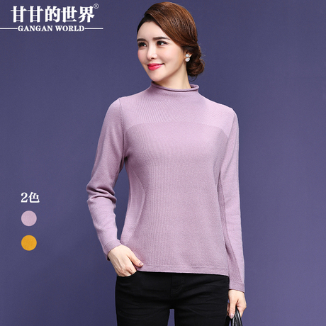 【全羊毛】甘甘的世界2018秋装新款针织衫半高领毛衣打底衫女上衣商品大图