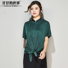 甘甘的世界真丝上衣女2018新款短袖T恤夏季女装宽松桑蚕丝衬衫D图片