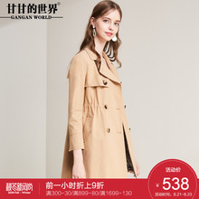 甘甘的世界2018秋季新款中长款双排扣风衣女廓形外套显瘦图片