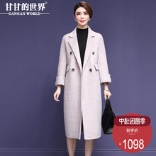【全羊毛混色双面呢】甘甘的世界秋冬新款翻领OL直筒双面呢大衣女图片