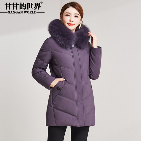 狐狸毛领短款羽绒服女冬季甘甘的世界优雅利落保暖外套防风面料商品大图