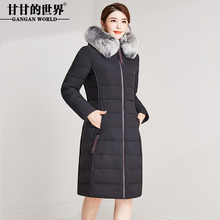 狐狸毛领羽绒服女中长款2018冬季新款甘甘的世界防水拉链优雅显瘦图片