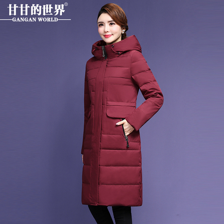 【90%白鸭绒】高领连帽羽绒服女中长款防风保暖甘甘的世界冬季新商品大图