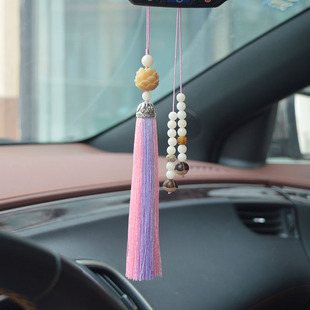 经典混色手工编制菩提车挂 车内悬挂汽车后视镜挂件佛系高档男女